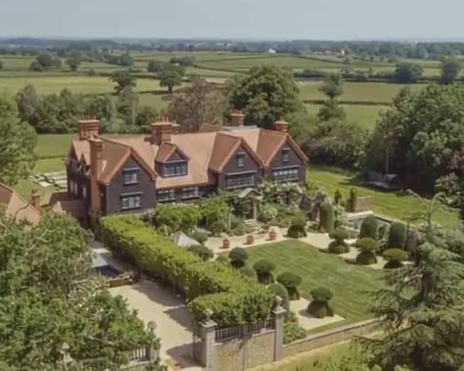 Closing aerial shot with on-screen property details